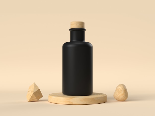 black blank/empty bottle 3d rendering packaging container concept