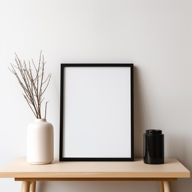 Black Blank Frame on Desk with Small Frame