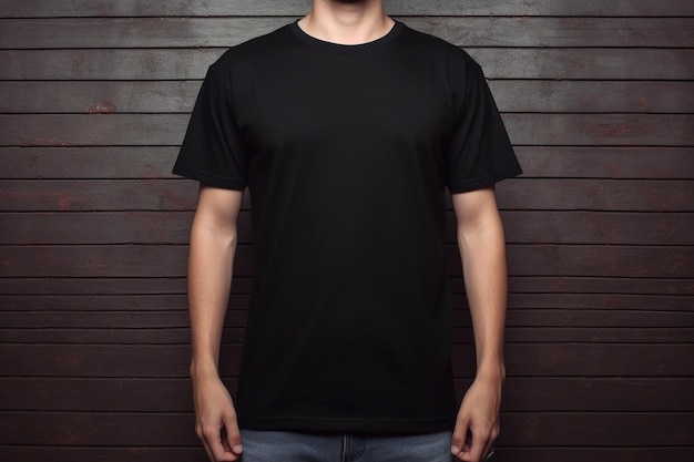 Black blank men's tshirt mockup