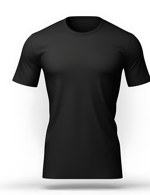 black blank tshirt with empty space for yours design on white background 3d rendering tshirt mockup