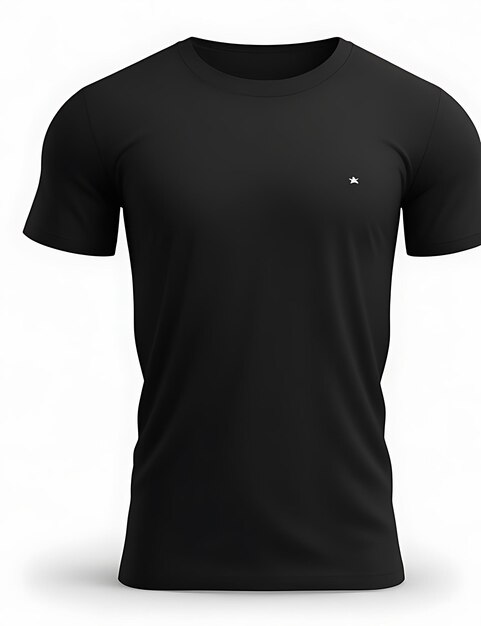 흰색 배경 3d 렌더링 티셔츠 모형에 디자인할 수 있는 빈 공간이 있는 검정색 티셔츠