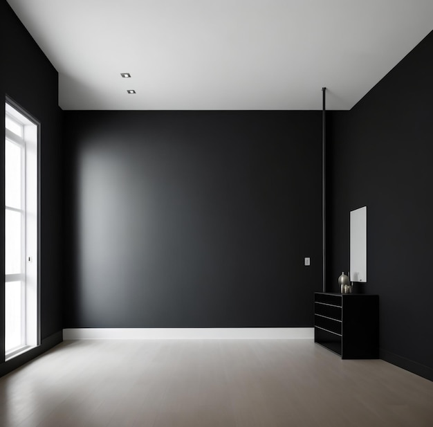 Black blank wall for mockup presentation