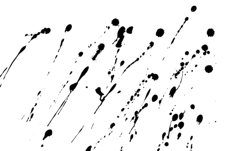 Photo black blot on a white background. spots of black ink on a piece of paper.