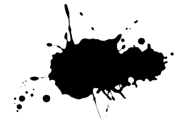 Black blot on a white background. Spots of ink on a piece of paper.