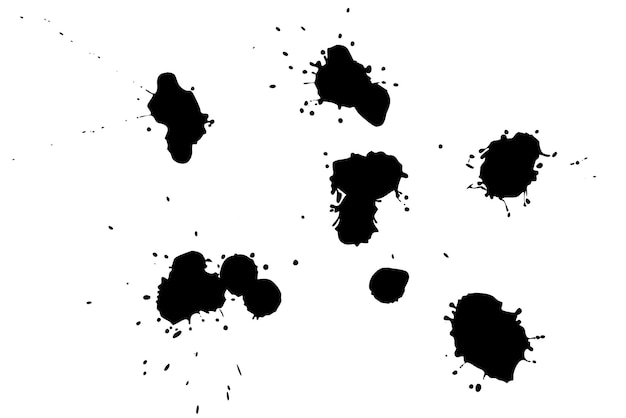 Black blot on a white background Spots of ink on a piece of paper