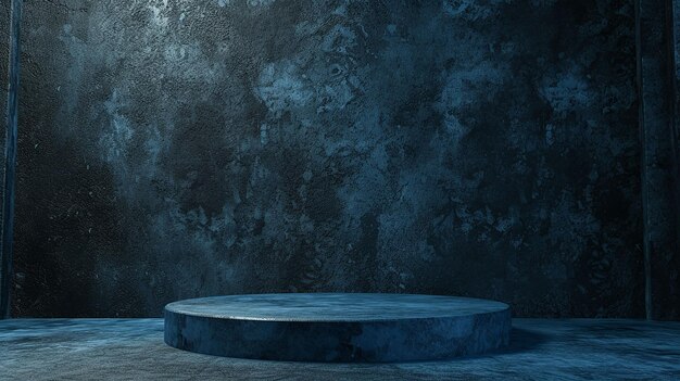 Black and blue abstract cement step wall or podium and studio room interior texture for display