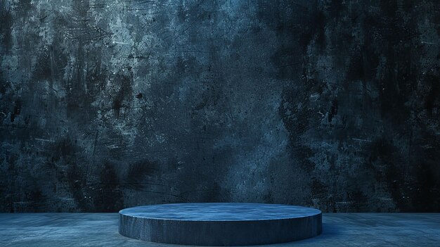 Black and blue abstract cement step wall or podium and studio room interior texture for display