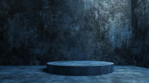 Black and blue abstract cement step wall or podium and studio room interior texture for display