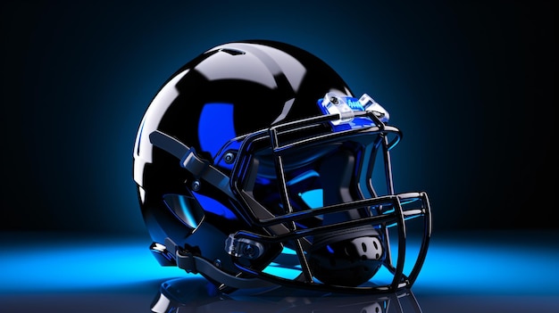 Photo black and blue football helmet background
