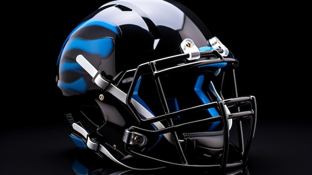 Black and blue football helmet background