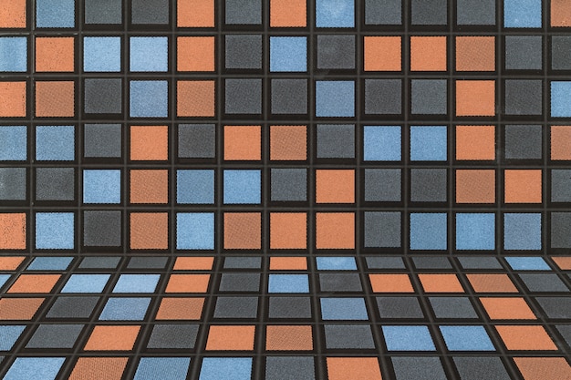 Black blue gray and orange Mosaic Tiles abstract background and texture