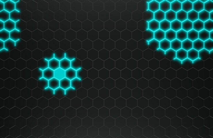 Black and blue wallpapers minimalism hexagon abstract digital art 3d work