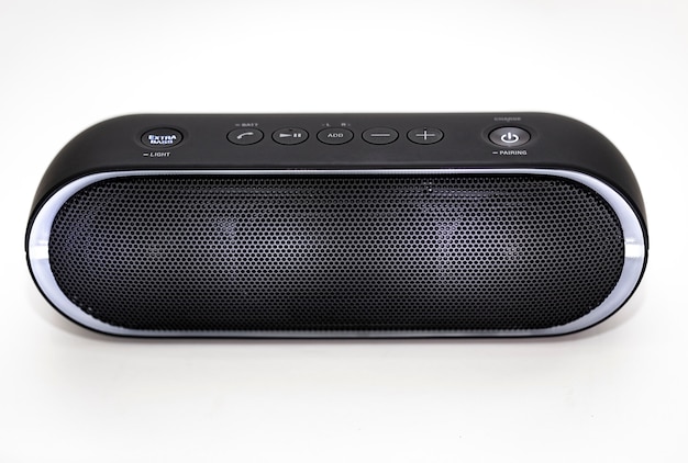 Black Bluetooth speaker with lights