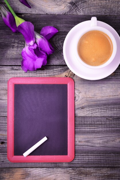 Black board with a piece of chalk 