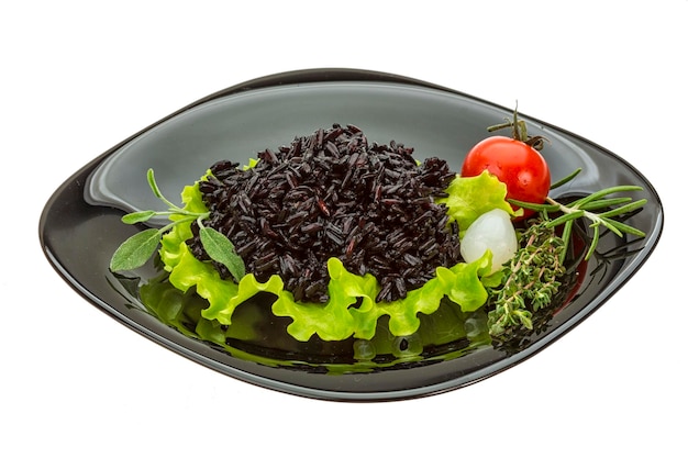 Black boiled rice with thyme