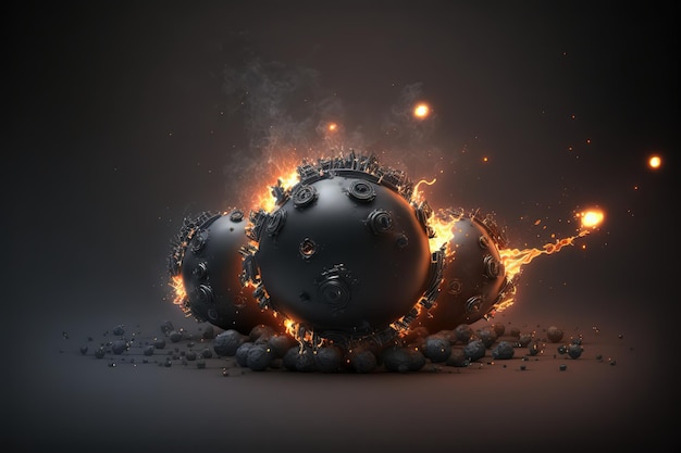 불타는 퓨즈가 있는 검은색 폭탄 공 다채로운 만화 현대 삽화는 디자인 AI에 적합합니다.