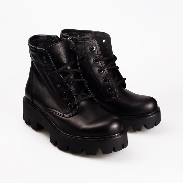 Black boots with laces