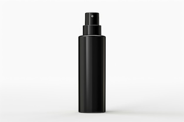 Photo a black bottle of black spray with a black cap