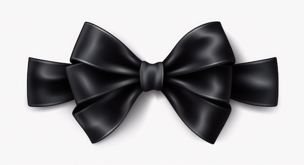 Black Bow Greeting Card Realistic Bow Decoration on White Background for Thanksgiving