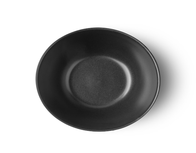 Black bowl isolated. top view