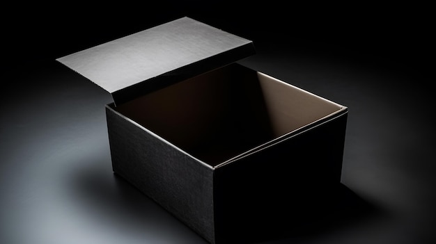 A black box with a black lid and the word box on it