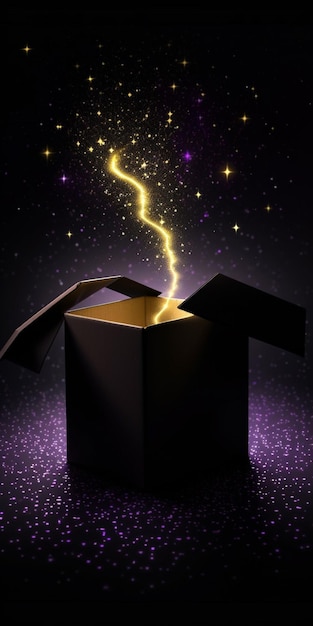 Photo a black box with a gold lightning bolt on it