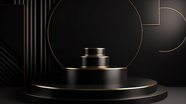 A black box with a gold ring in the middle