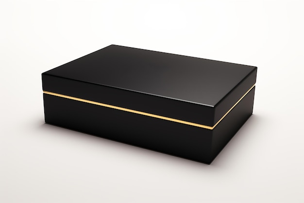 Foto a black box with gold trim is on a white background