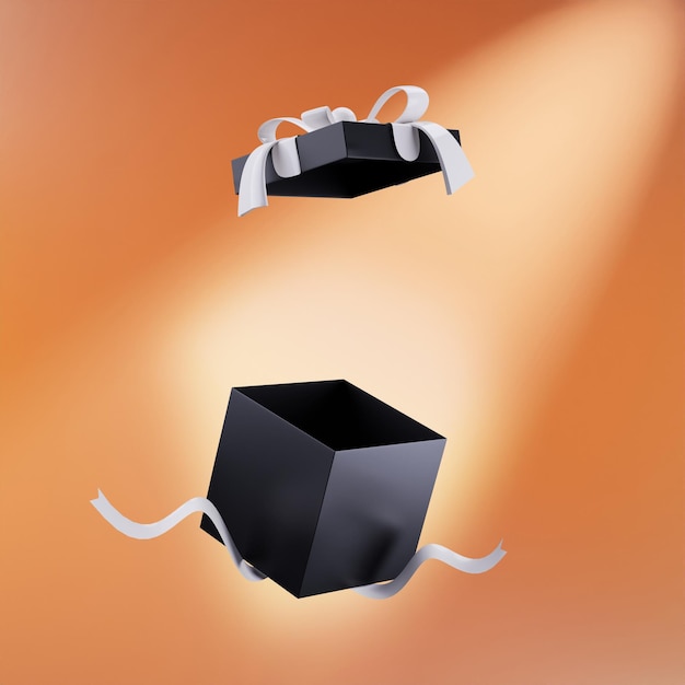 a black box with a white ribbon