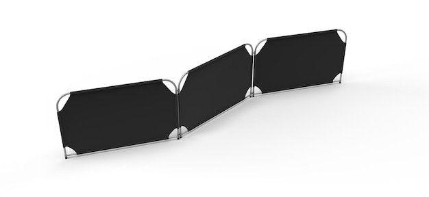 Black Brandable Partition Divider Floor Stand for Exhibition Stands and Retail events Isolated