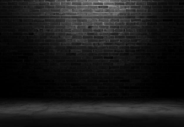 Black brick room background.