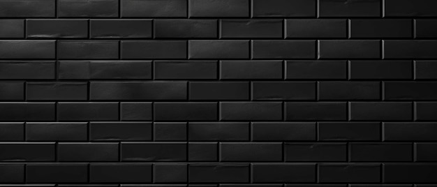 Black brick subway tiles ceramic wall texture wide tile background banner panorama seamless pattern