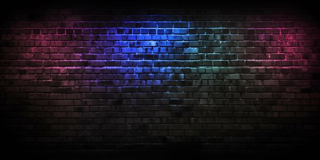 Premium Photo | Black brick wall background rough concrete with neon
