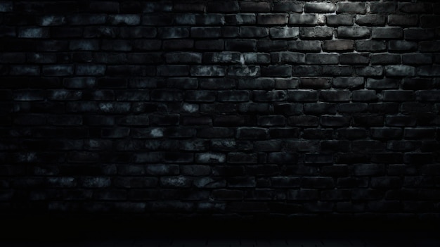 Photo black brick wall dark background uhd 8k generative ai
