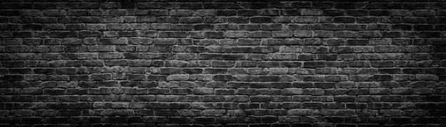 Black brick wall panoramic background