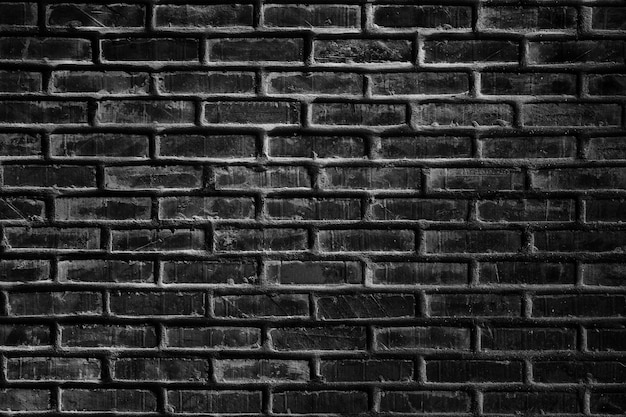 Black brick wall stacked texture background