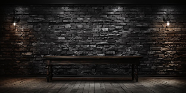 Black Brick Wall Texture Background Room with Dark Brick Wall Generative AI