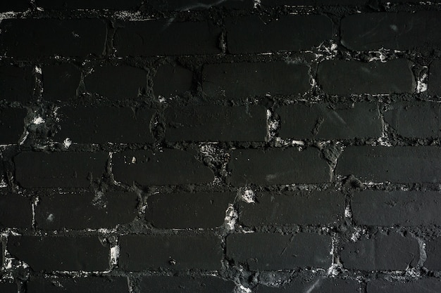 Black brick wall with cracks and scratches