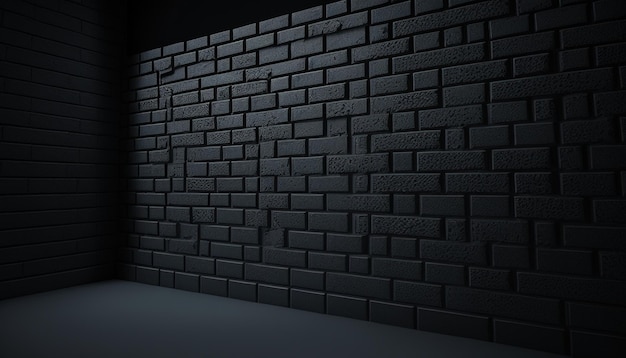 Photo black brick wall with a dark background digital art illustration generative ai