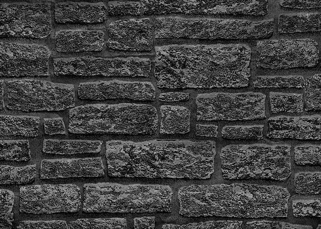 Black brick wall with gray spots Texture of a rough dark wall