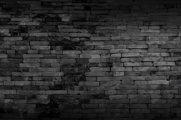 Black brick walls that are not plastered background and texture The texture of the brick is black Background of empty brick basement wall