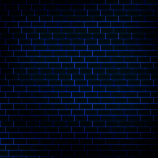 Photo black bricks background with blue light