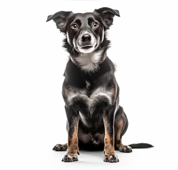 흰색 배경과 하단에 "애완동물"이라는 단어가 있는 검은색과 갈색 개.