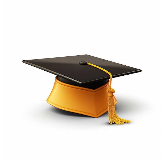 Black and brown graduation cap icon 3d rendering on white isolated background