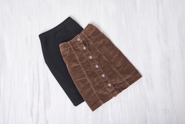 Black and brown skirts. Fashion concept