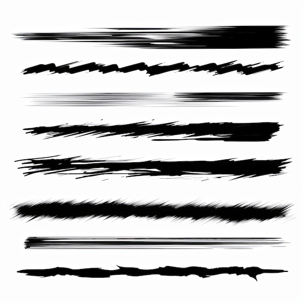 Фото Черные элементы штриха кистью на белом фоне