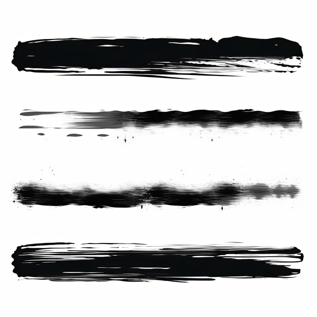 Photo black brush stroke elements on white background