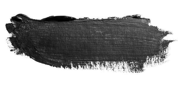 Черный мазок кисти изолирован на белом фоне Масляная краска абстрактный мазок Акварельный мазок Дизайн макет