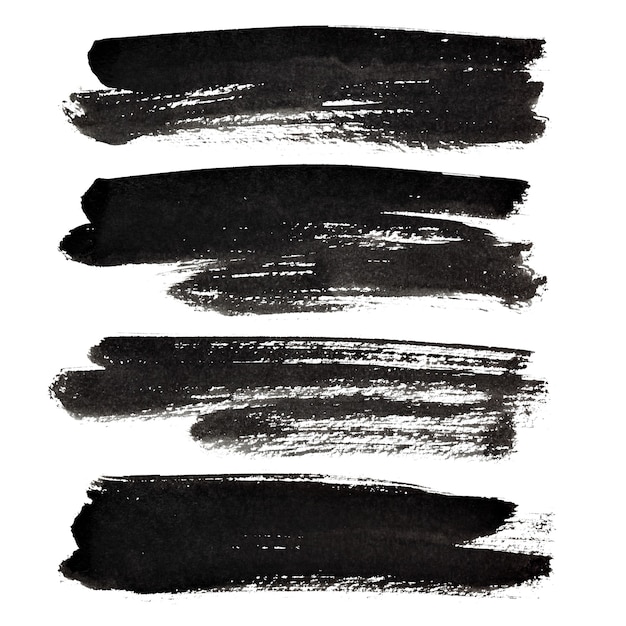 Black brush strokes isolated on the white background