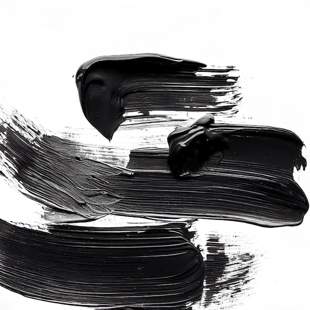 Фото Черные штрихи масляными красками на белой бумаге изолированы на белом фоне абстрактный творческий фон